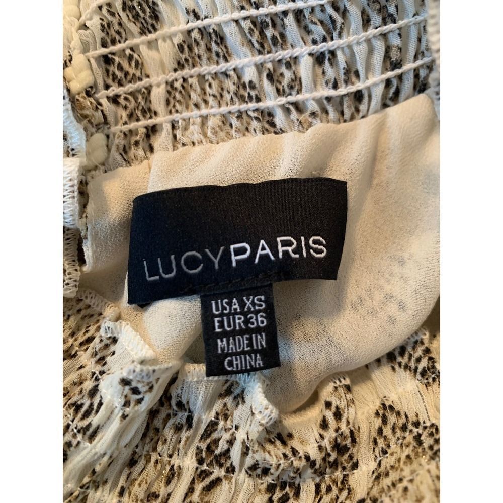 Lucy Paris Ruffled Mockneck Top Cream Python Print Size XS - Picture 7 of 10
